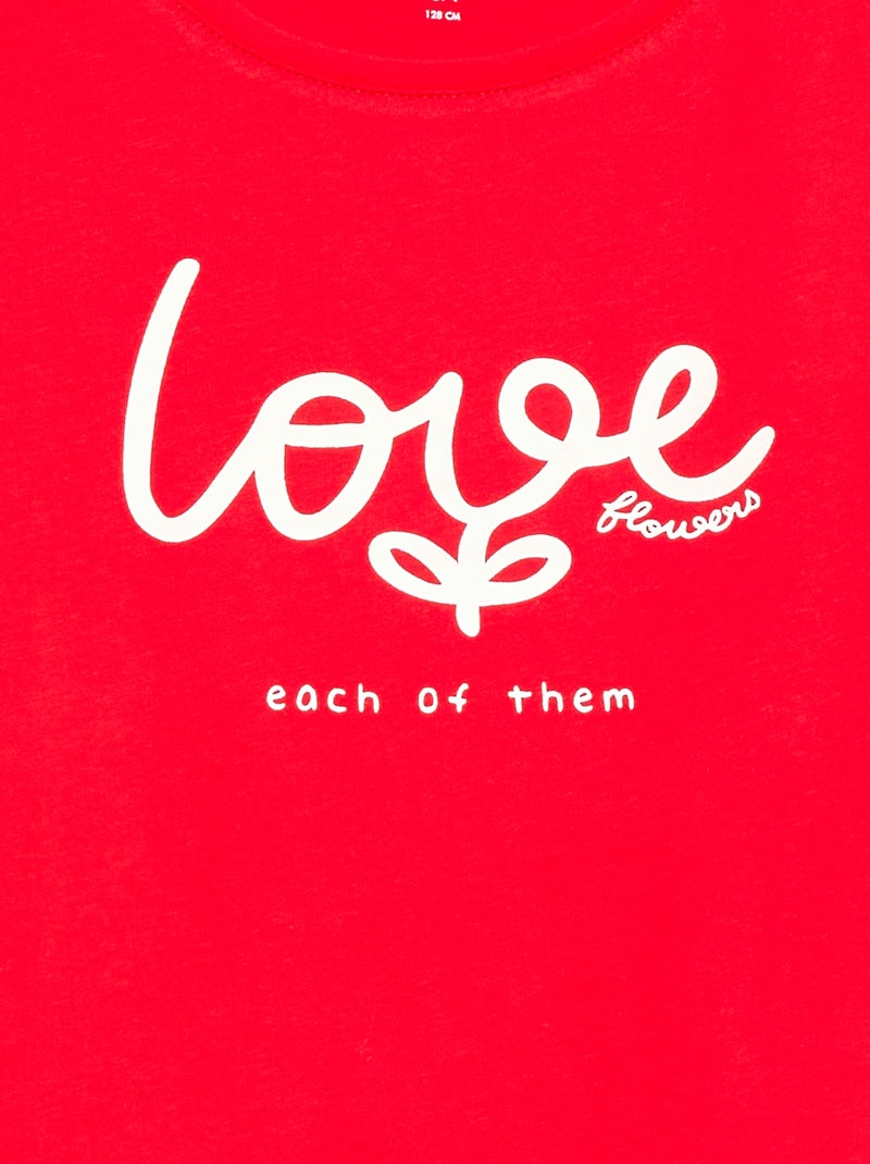 T-shirt met tekstboodschap en korte mouwen Rood - Kiabi