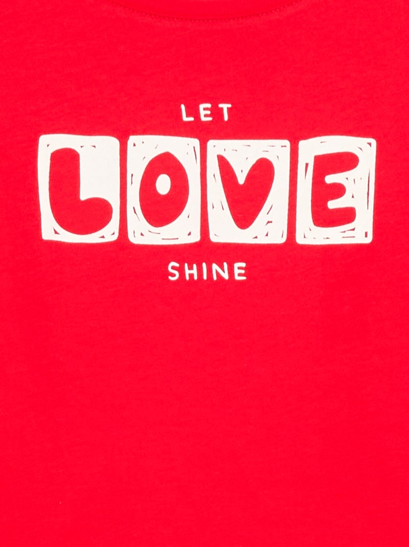 T-shirt met tekstboodschap en korte mouwen Rood - Kiabi