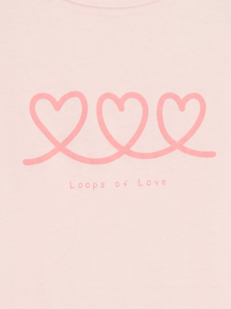 T-shirt met tekstboodschap en korte mouwen Rose - Kiabi