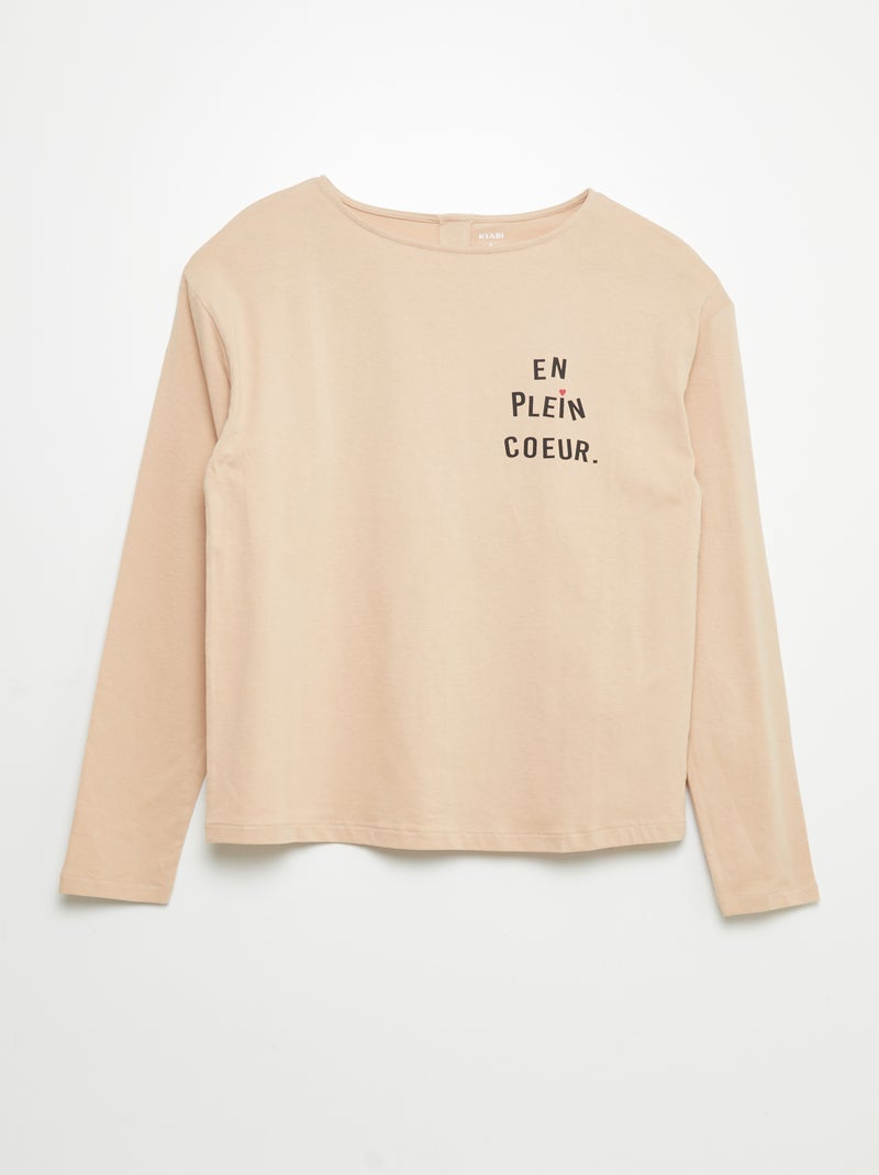 T-shirt met tekstopdruk - So Easy BIEGE - Kiabi