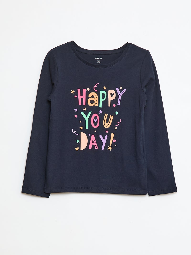 T-shirt met tekstopdruk Blauw - Kiabi