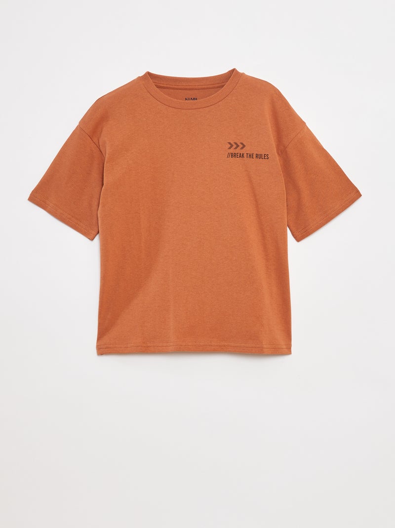 T-shirt met tekstopdruk Bruin - Kiabi