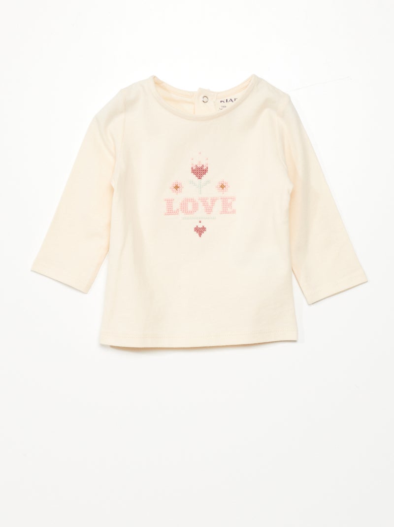 T-shirt met tekstopdruk 'love' WIT - Kiabi