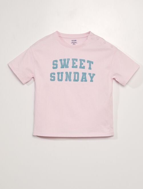 T-shirt met tekstopdruk 'Sweet Sunday' | Aangepaste collectie - Kiabi