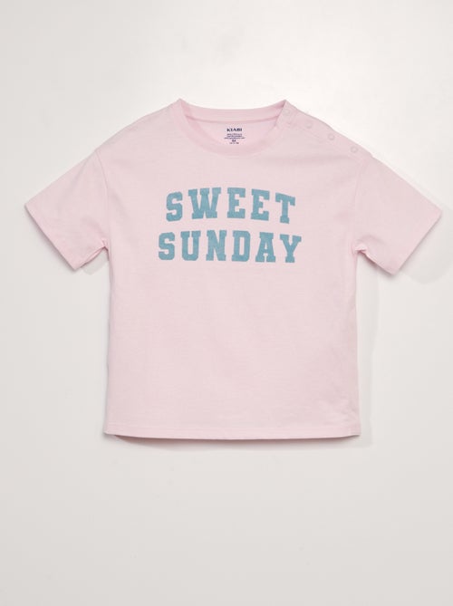 T-shirt met tekstopdruk 'Sweet Sunday' | Aangepaste collectie - Kiabi