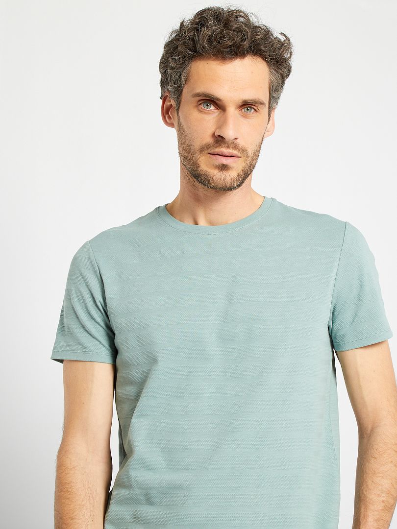 T-shirt met textuur blauw - Kiabi