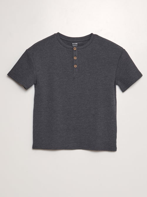 T-shirt met textuur en henleykraag - Kiabi