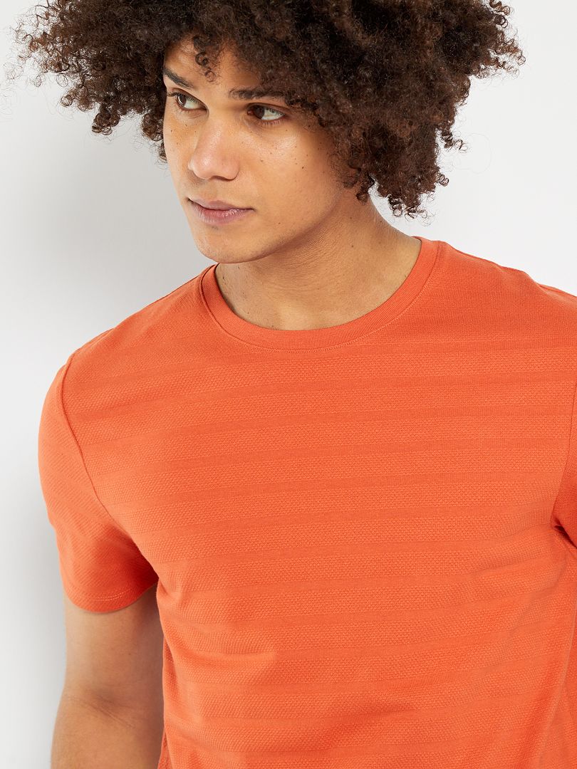 T-shirt met textuur oranje - Kiabi