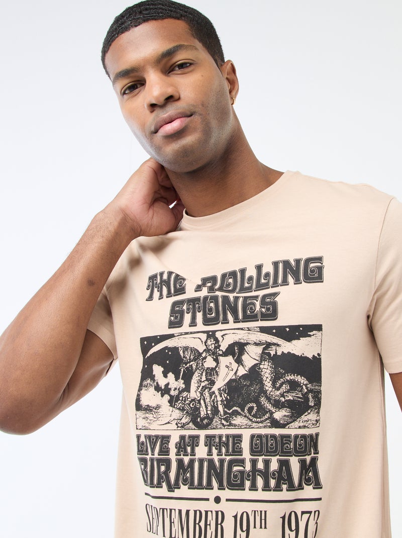 T-shirt met 'The Rolling Stones'-print Biege - Kiabi
