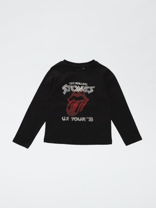T-shirt met 'The Rolling Stones'-print van effen katoen
