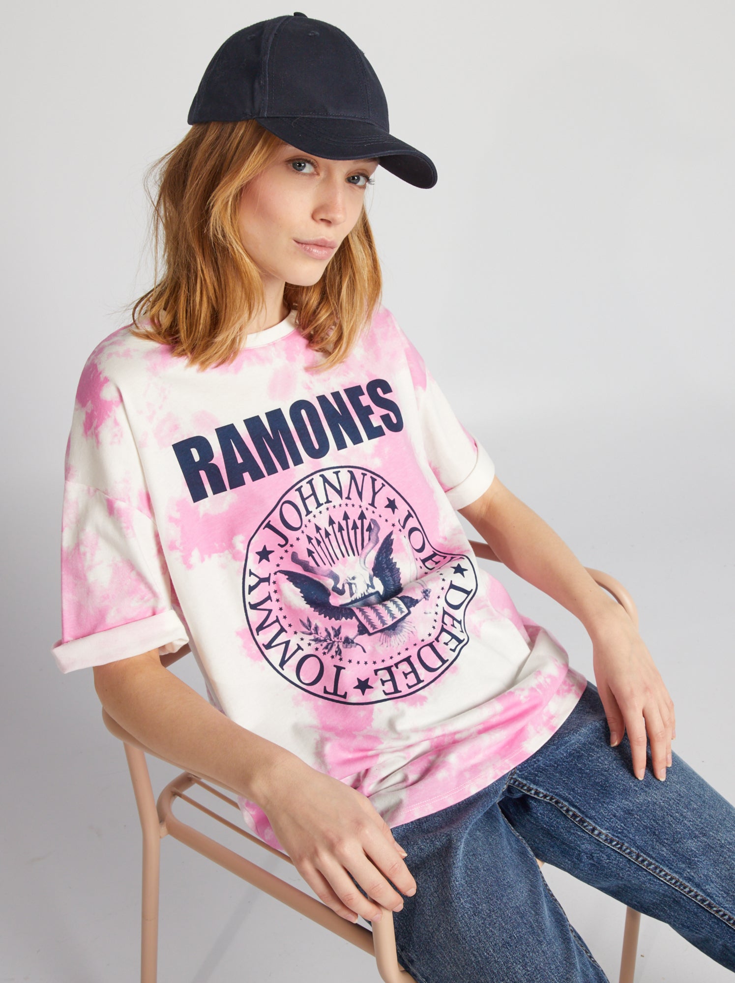 T shirt met tie dyeprint Ramones ROSE Kiabi 12.00