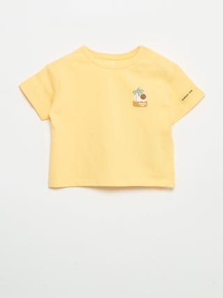 T-shirt met tropische print en korte mouwen van katoen