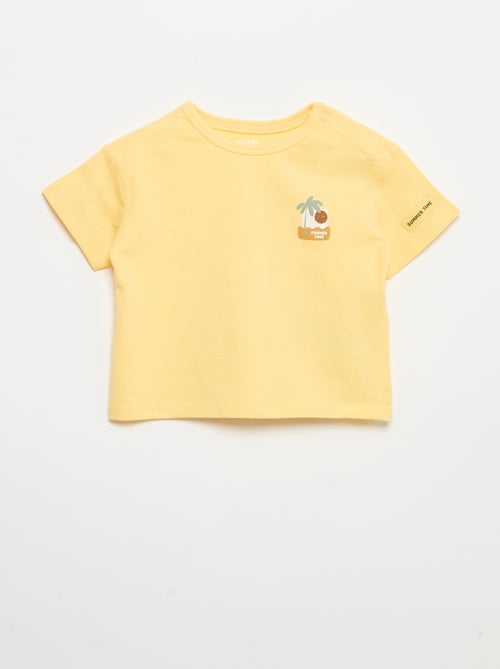 T-shirt met tropische print en korte mouwen van katoen - Kiabi