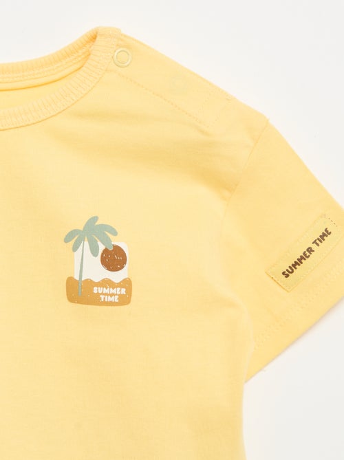 T-shirt met tropische print en korte mouwen van katoen - Kiabi