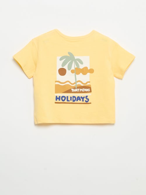 T-shirt met tropische print en korte mouwen van katoen - Kiabi