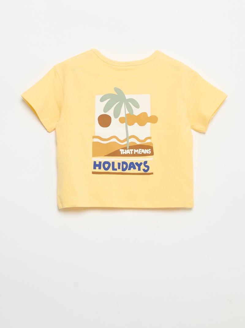 T-shirt met tropische print en korte mouwen van katoen Geel - Kiabi