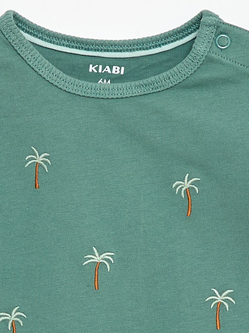 T-shirt met tropische print en korte mouwen van katoen Groen - Kiabi