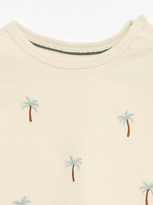 T-shirt met tropische print en korte mouwen van katoen - Kiabi