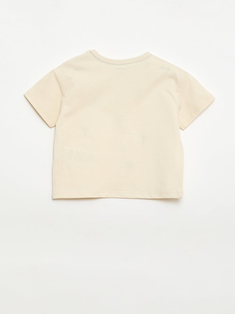 T-shirt met tropische print en korte mouwen van katoen Wit - Kiabi