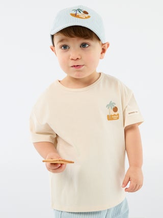 T-shirt met tropische print en korte mouwen van katoen