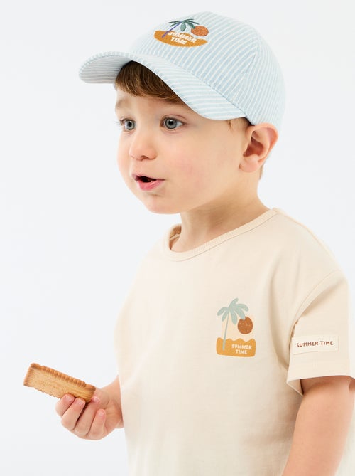 T-shirt met tropische print en korte mouwen van katoen - Kiabi