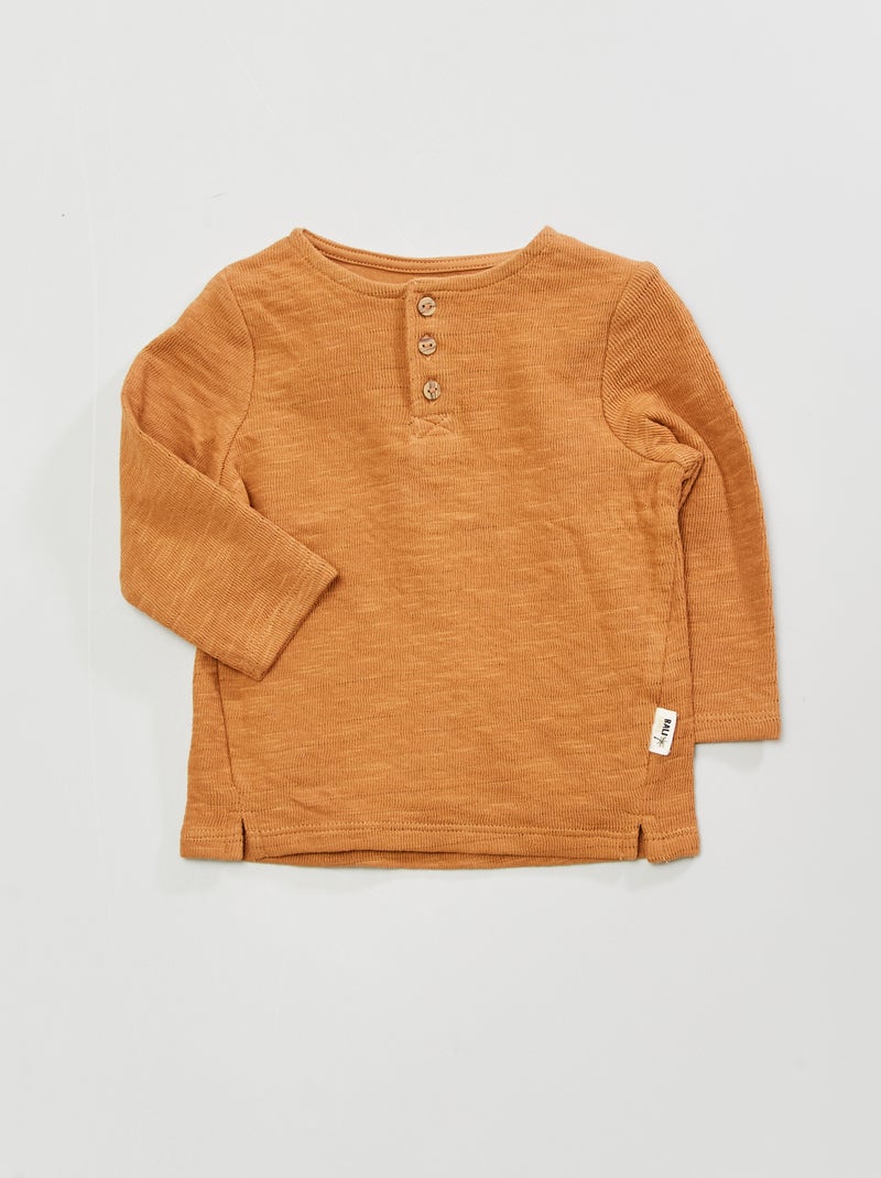 T-shirt met tuniekhals BRUIN - Kiabi