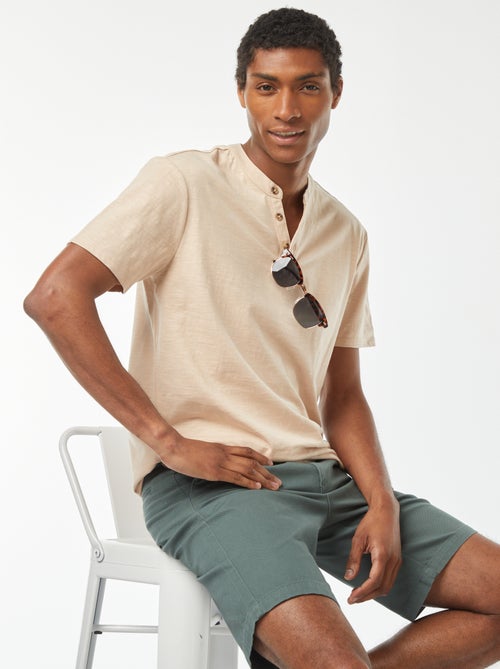 T-shirt met tuniekhals en korte mouw - Kiabi