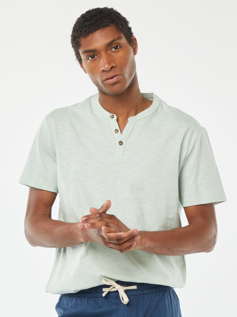 T-shirt met tuniekhals en korte mouw blauw - Kiabi