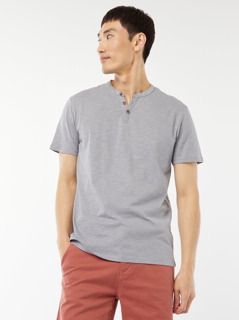 T-shirt met tuniekhals en korte mouw Blauw - Kiabi