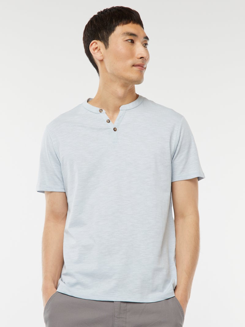 T-shirt met tuniekhals en korte mouw Blauw - Kiabi