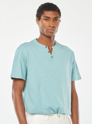 T-shirt met tuniekhals en korte mouw