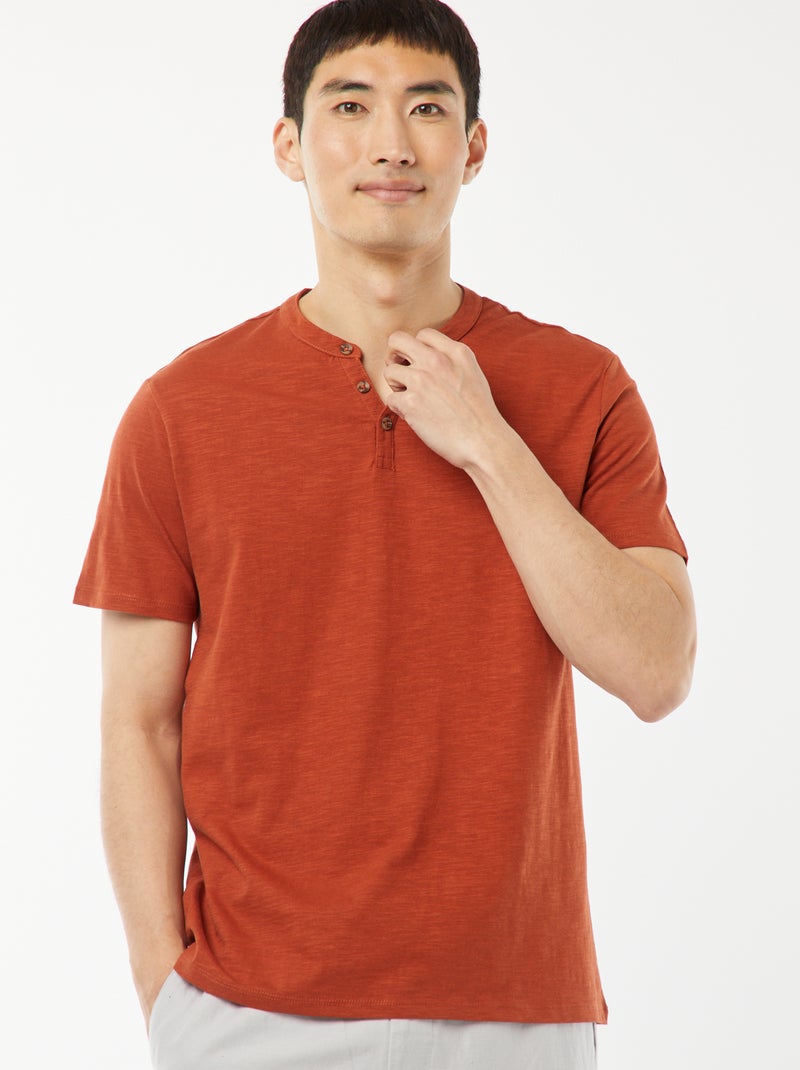 T-shirt met tuniekhals en korte mouw Bruin - Kiabi
