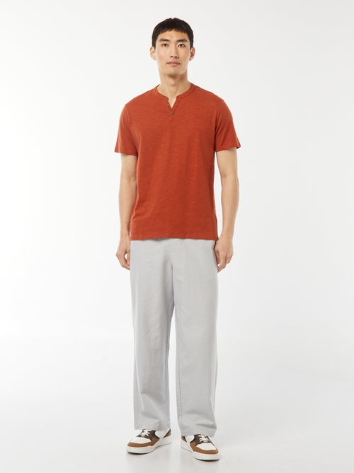 T-shirt met tuniekhals en korte mouw - Kiabi