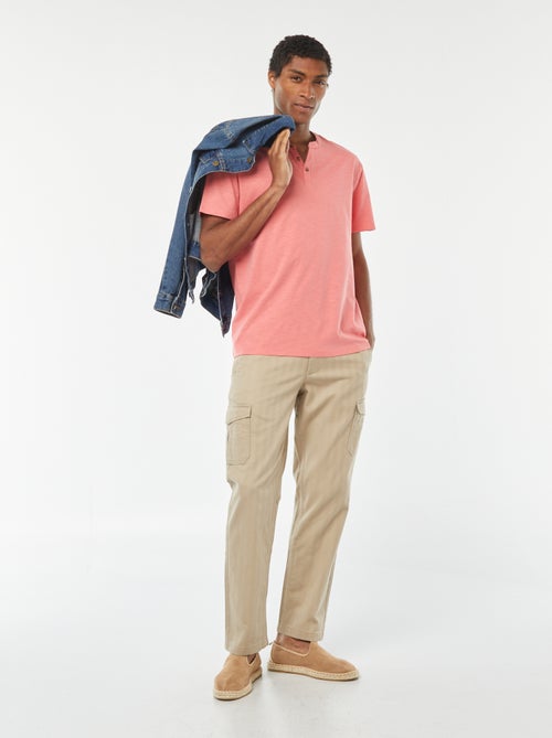 T-shirt met tuniekhals en korte mouw - Kiabi