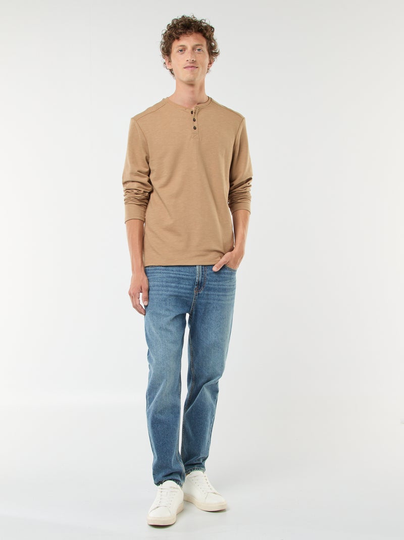 T-shirt met tuniekhals en lange mouw Biege - Kiabi