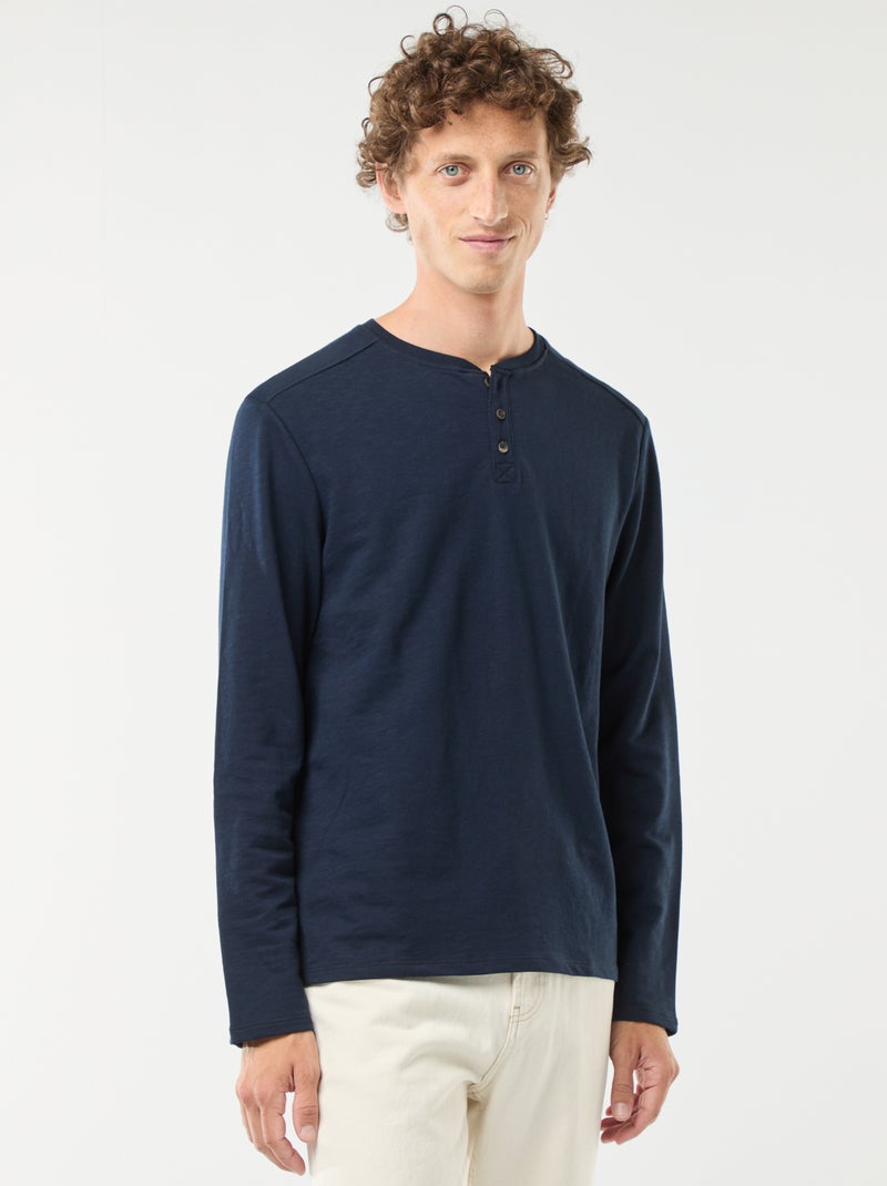 T-shirt met tuniekhals en lange mouw Blauw - Kiabi