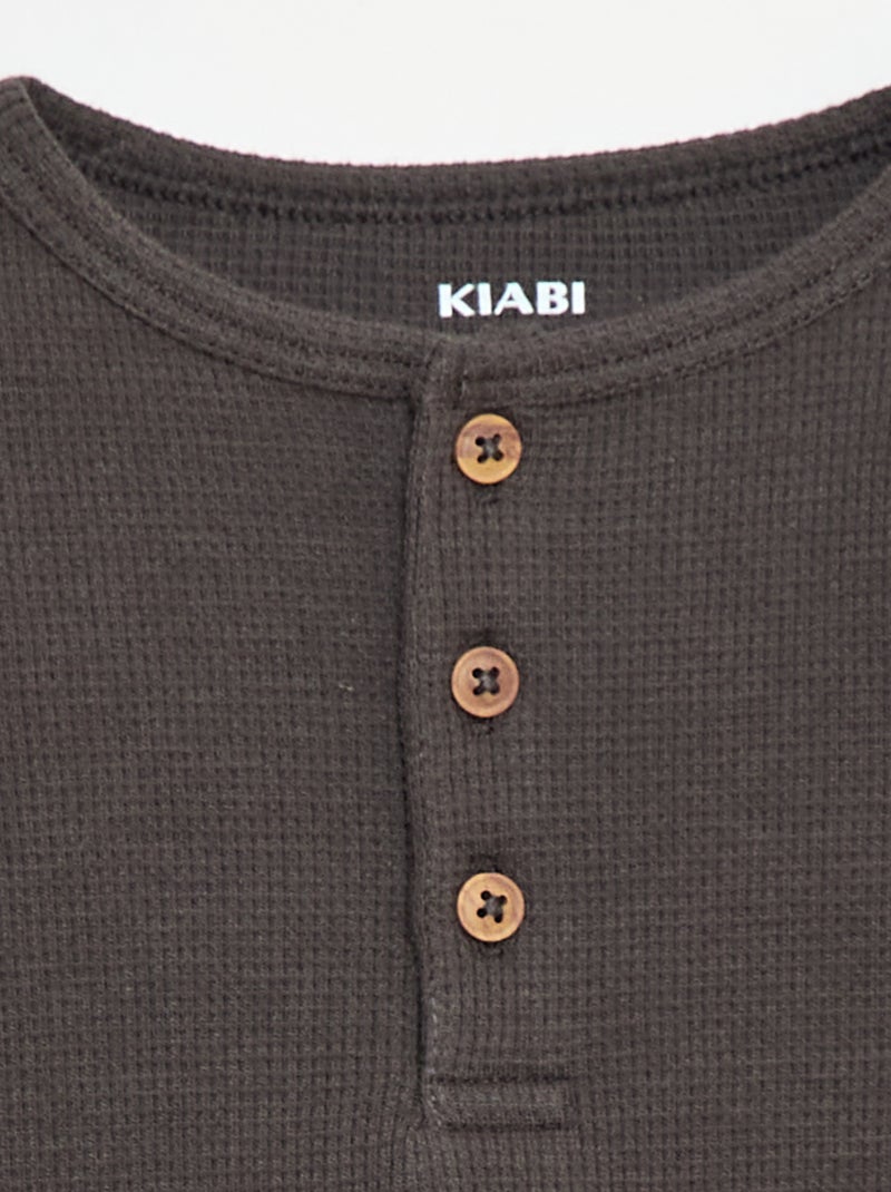 T-shirt met tuniekhals en wafeltextuur Biege - Kiabi