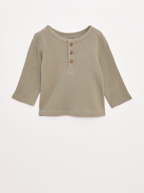 T-shirt met tuniekhals en wafeltextuur - Kiabi