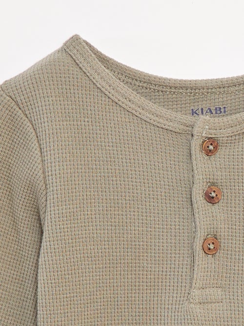 T-shirt met tuniekhals en wafeltextuur - Kiabi