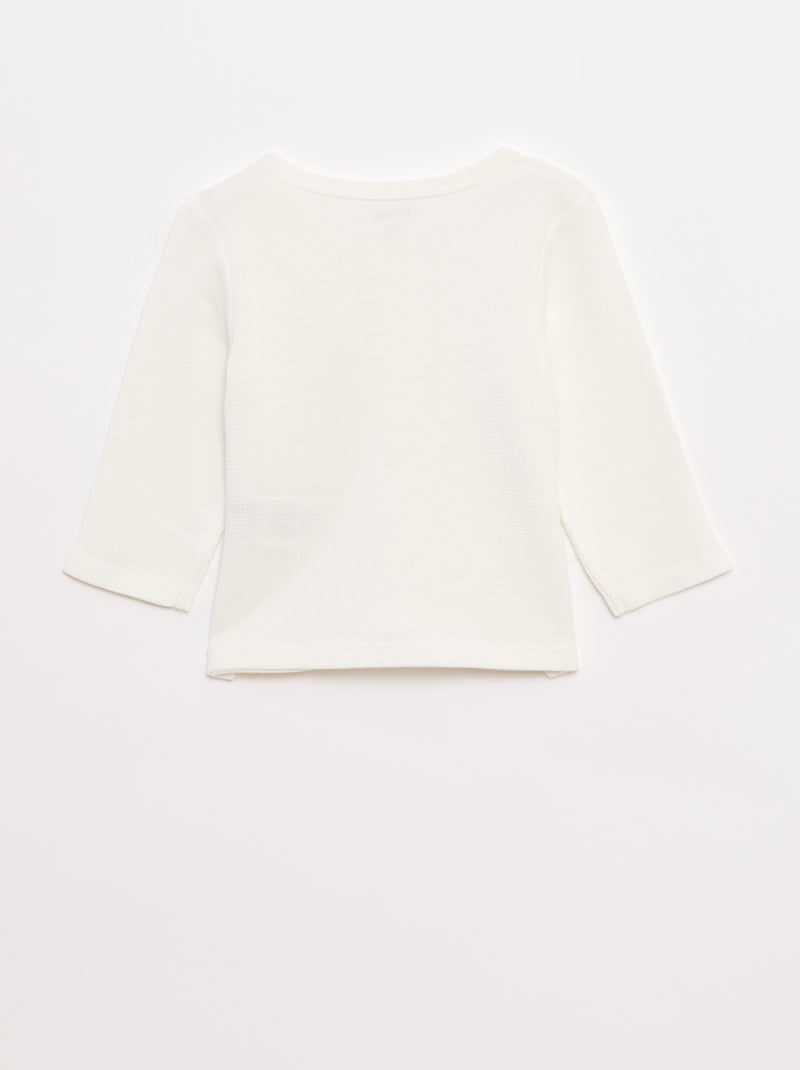 T-shirt met tuniekhals en wafeltextuur Wit - Kiabi
