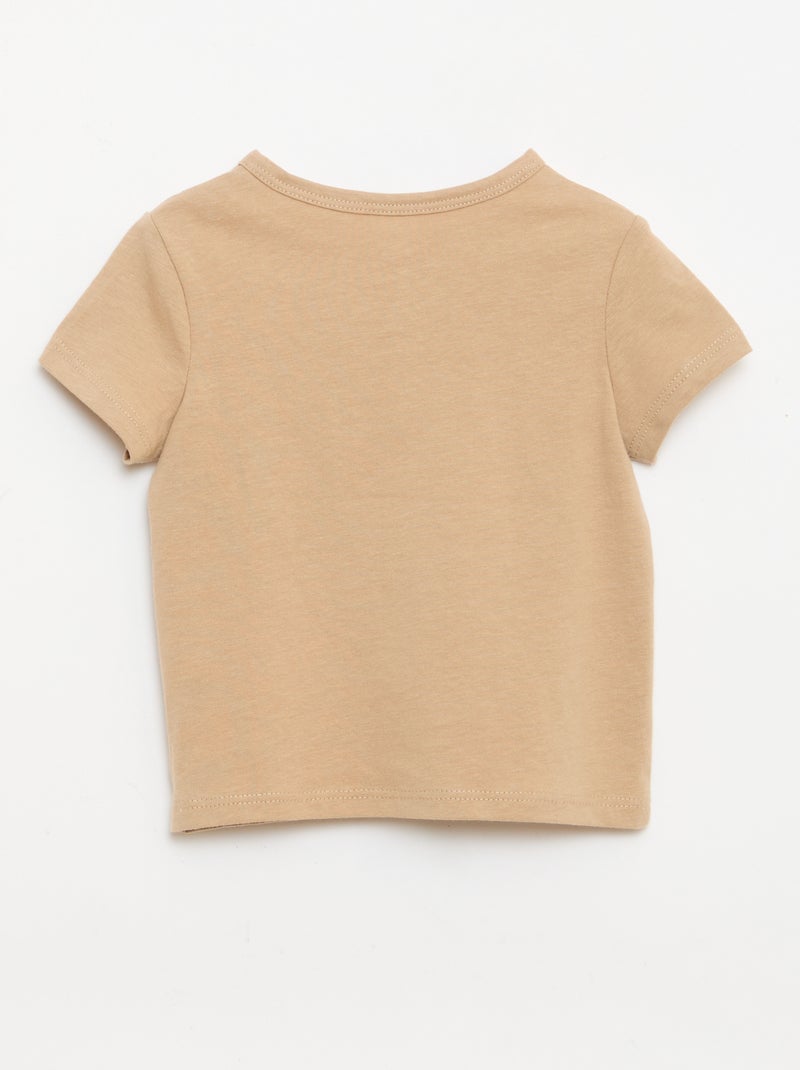 T-shirt met tuniekkraag en knoopjes Biege - Kiabi
