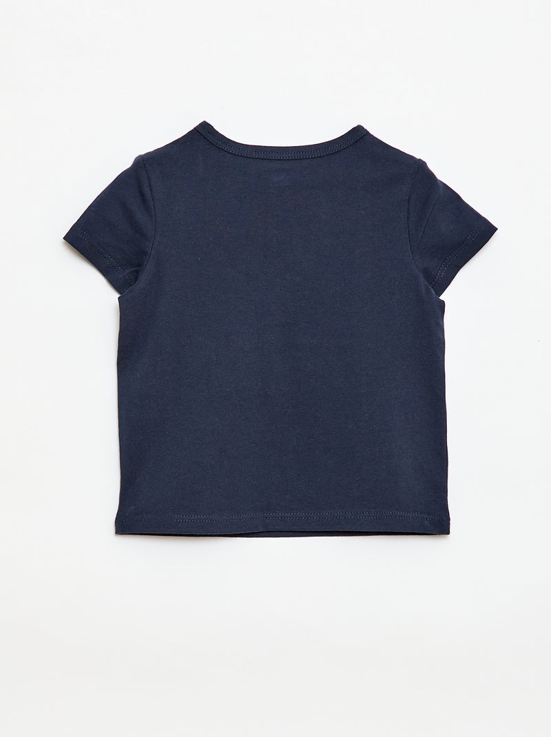 T-shirt met tuniekkraag en knoopjes Blauw - Kiabi