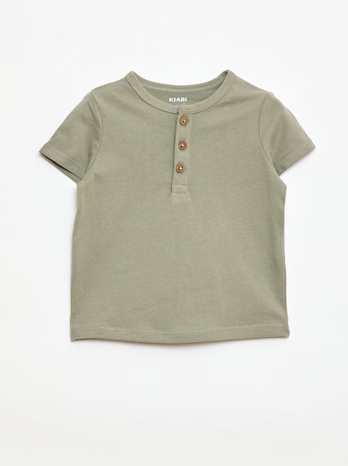 T-shirt met tuniekkraag en knoopjes - Kiabi