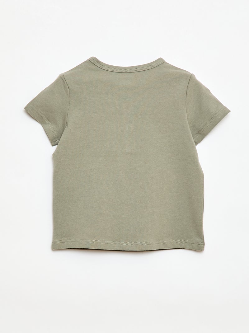 T-shirt met tuniekkraag en knoopjes Groen - Kiabi