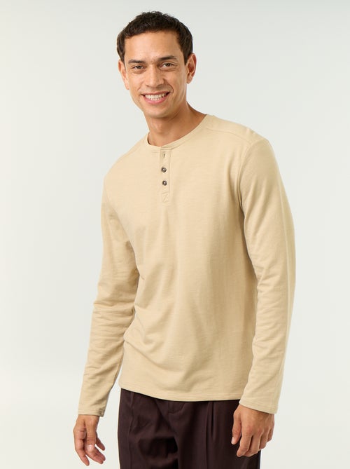 T-shirt met tunisische kraag en lange mouwen - Kiabi T-shirt met tunisische kraag en lange mouwen - Kiabi