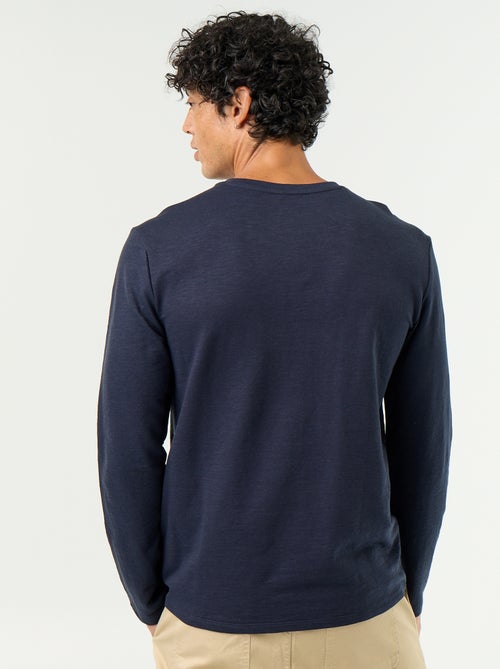 T-shirt met tunisische kraag en lange mouwen - Kiabi