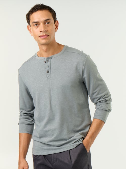 T-shirt met tunisische kraag en lange mouwen - Kiabi T-shirt met tunisische kraag en lange mouwen - Kiabi