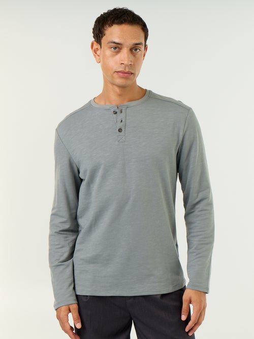 T-shirt met tunisische kraag en lange mouwen - Kiabi T-shirt met tunisische kraag en lange mouwen - Kiabi