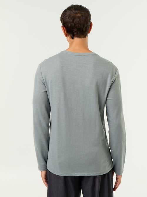 T-shirt met tunisische kraag en lange mouwen - Kiabi T-shirt met tunisische kraag en lange mouwen - Kiabi
