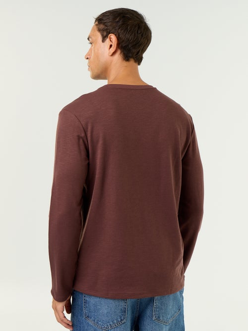 T-shirt met tunisische kraag en lange mouwen - Kiabi